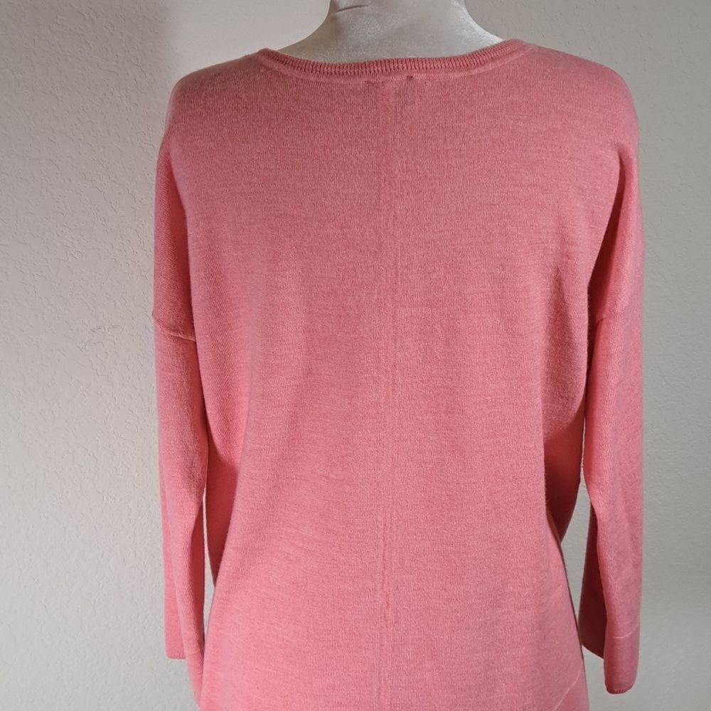 Talbots Woman Sweater Pink Merino Wool Soft Size 2X Dropped Shoulder 3/4 Sleeve - Picture 5 of 10